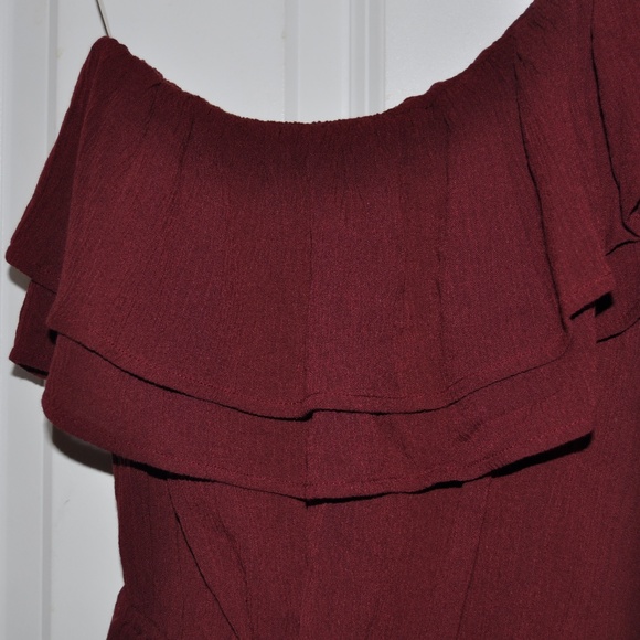 'FINAL' NEW Burgundy One-Shoulder Ruffle Dress C2 - Picture 3 of 7